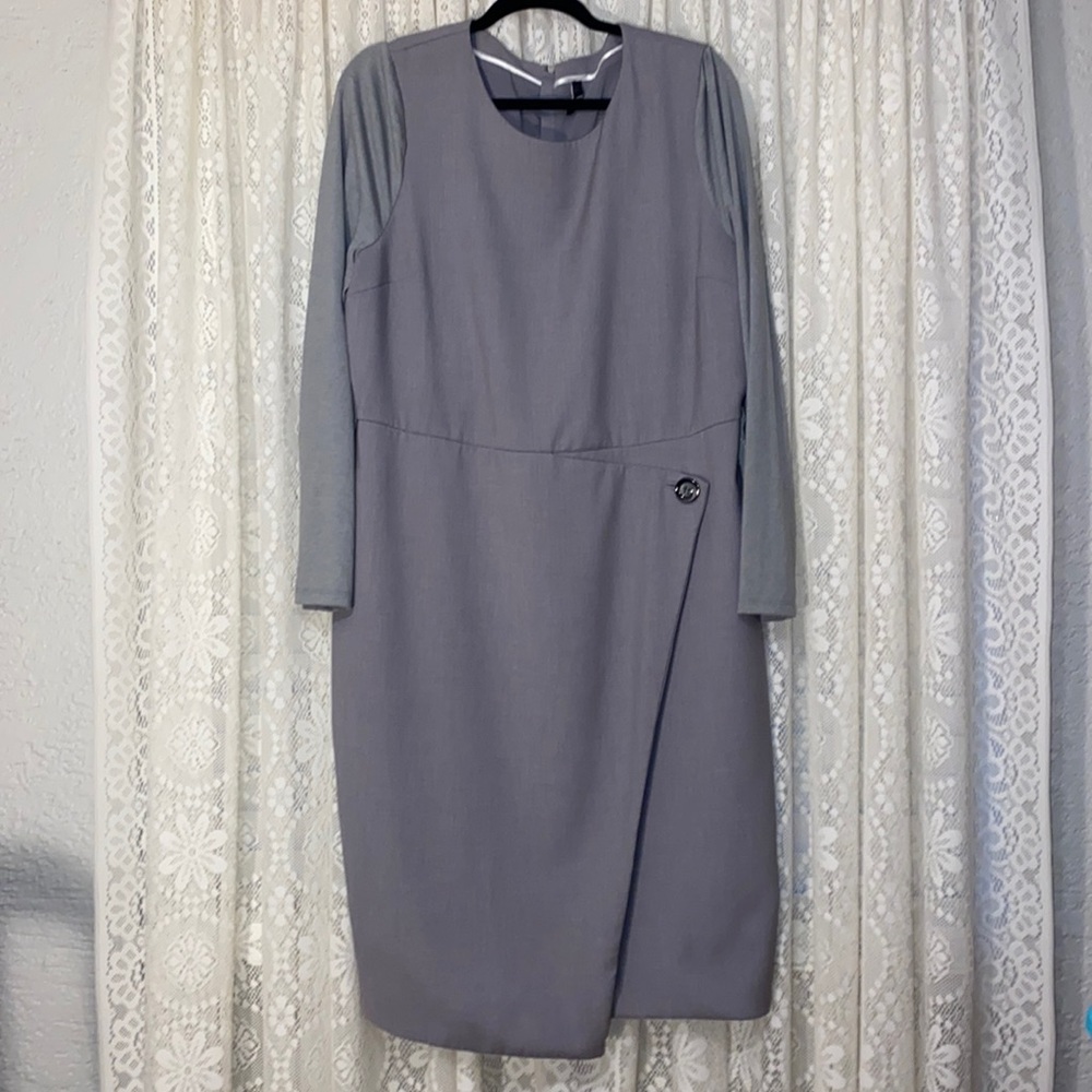 The Limited Gray Asymmetrical Hem Sheath Dress